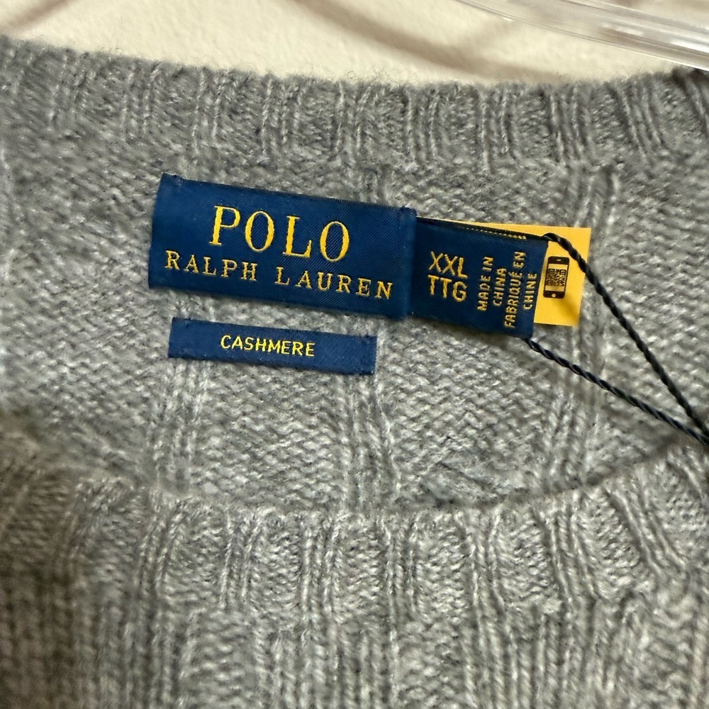 Polo Ralph Lauren Gray Cable Knit Cashmere Sweater Women’s Size XXL NWT - Picture 7 of 9